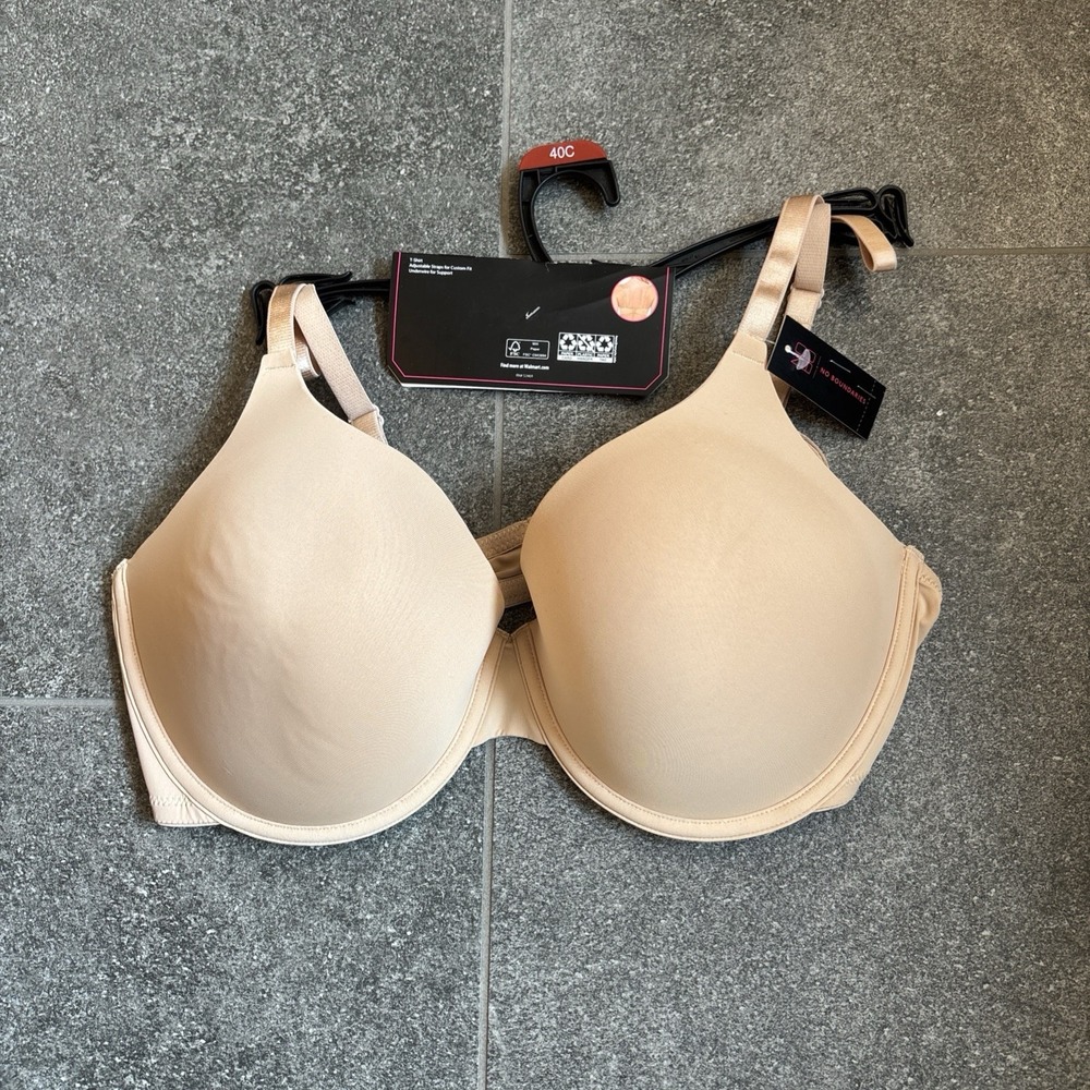 No Boundaries T Shirt Bra 40 C Burger Lightly Lined Solid Fully Adj Straps